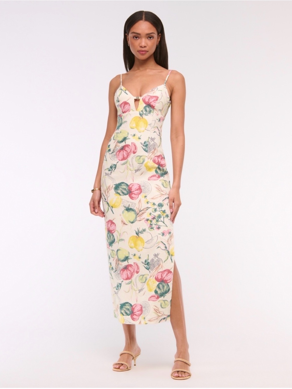 Abercrombie Premium Linen Cutout Midi Dress